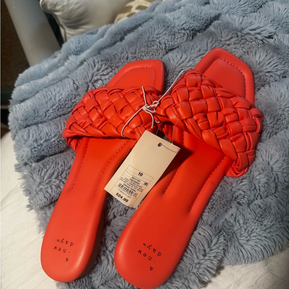 a new day Bright Red Woven Sandals